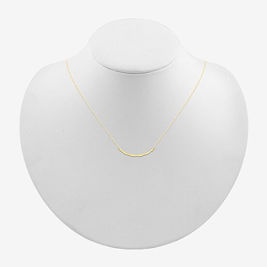 Womens 10K Gold Curved 18 Inch Pendant Necklace