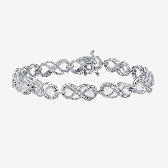 1/10 CT. T.W. Natural Diamond Sterling Silver Heart Tennis Bracelet