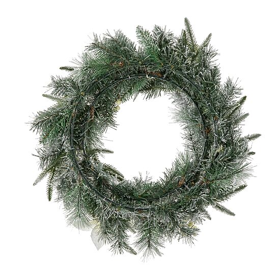 Glitzhome 2ft Pre-Lit Flocked Wreath
