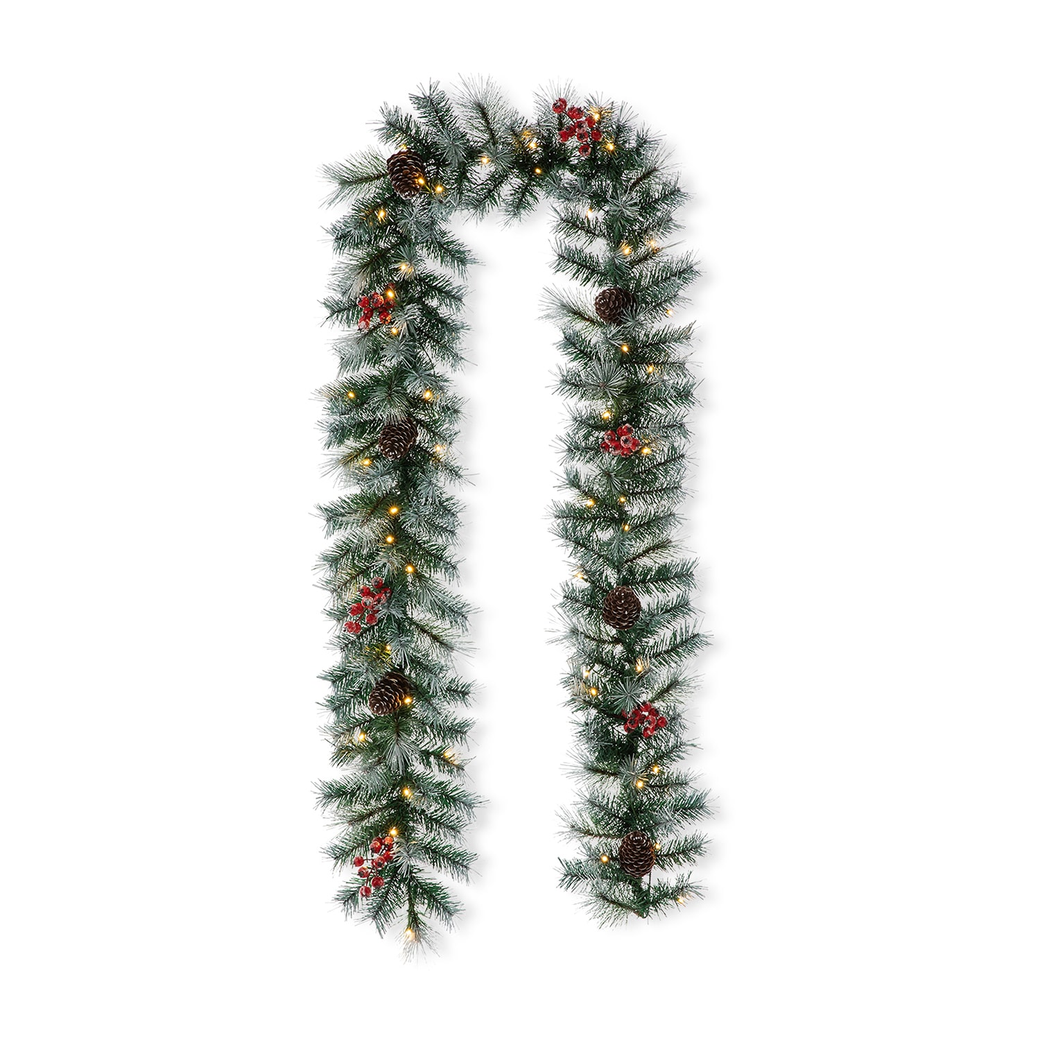 Glitzhome 9ft Pre-Lit Red Berries Christmas Indoor Garland