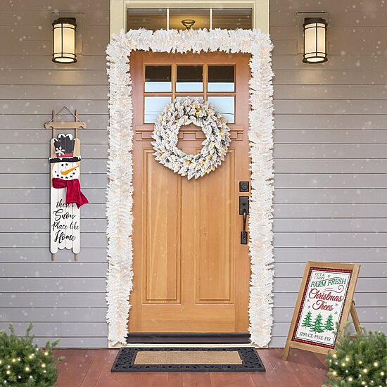 Glitzhome 2pc 9ft Pre-Lit White Pine Indoor Christmas Garland