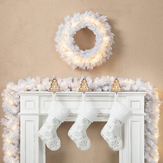 Glitzhome 2pc 9ft Pre-Lit White Pine Indoor Christmas Garland