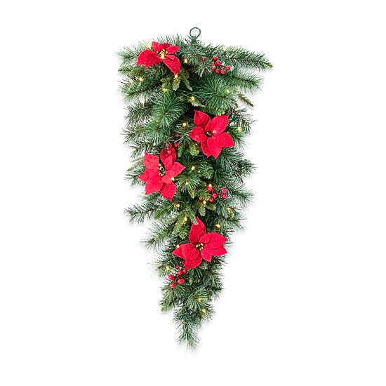 Glitzhome 3ft Pre-Lit Berries Teardrop Swag
