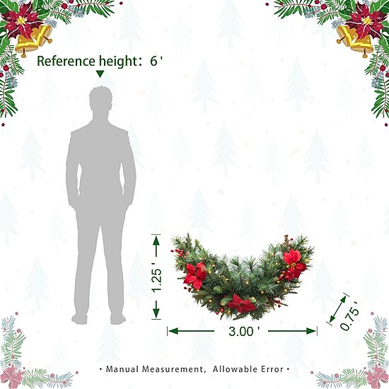 Glitzhome 3ft Pre-Lit Red Berries Swag