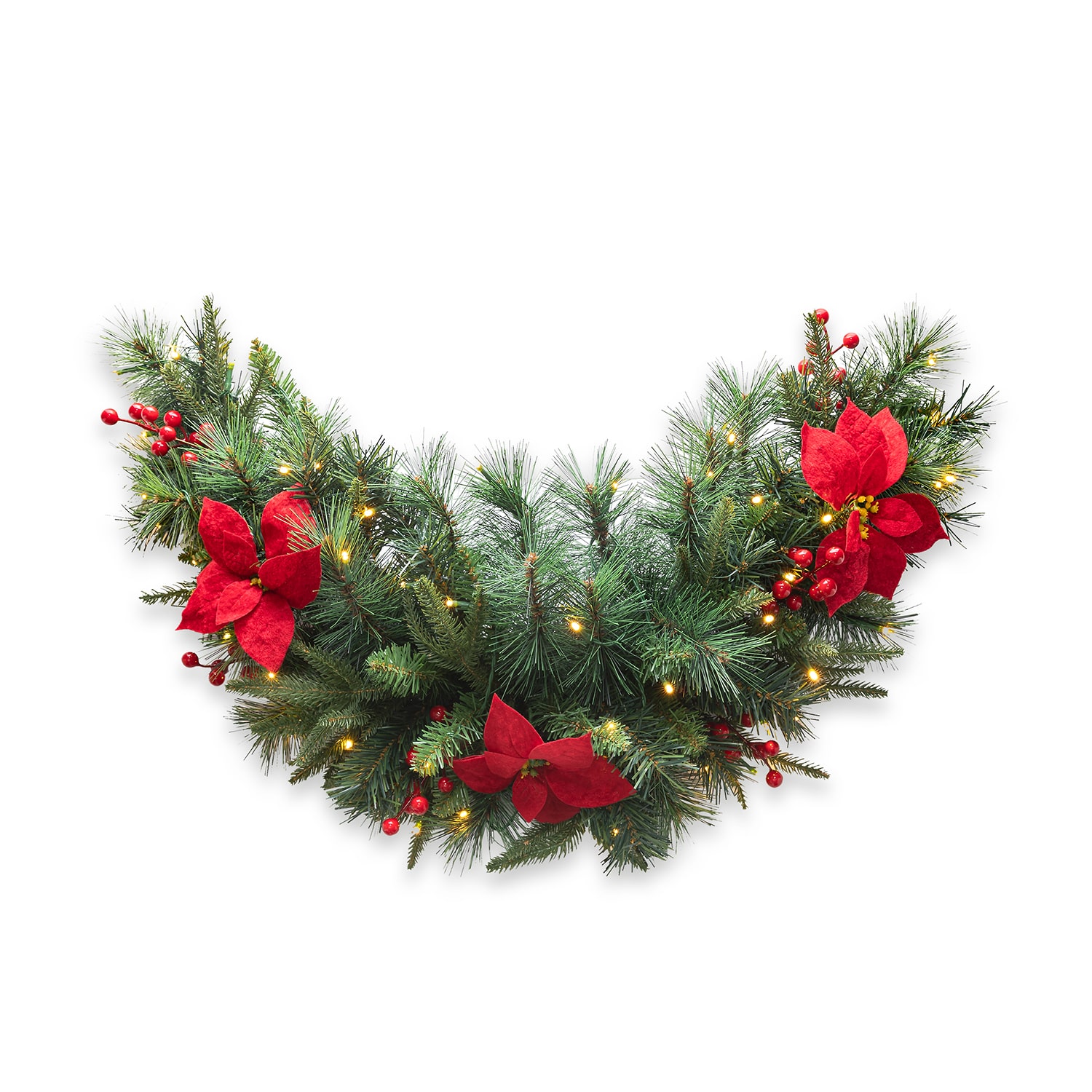 Glitzhome 3ft Pre-Lit Red Berries Swag