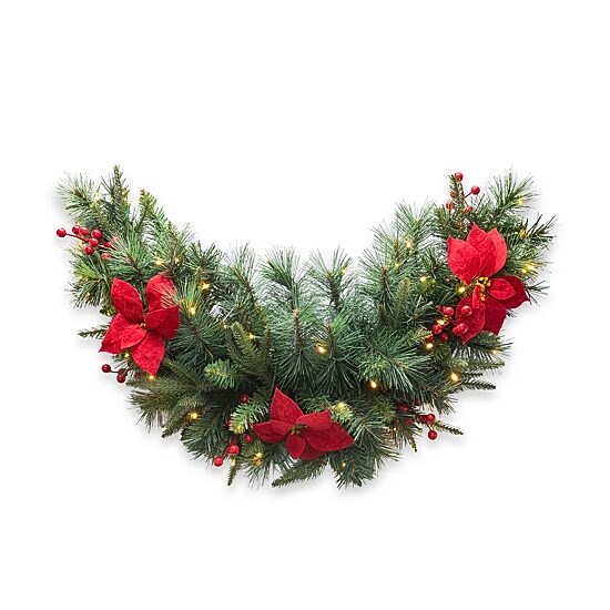 Glitzhome 3ft Pre-Lit Red Berries Swag