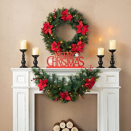 Glitzhome 3ft Pre-Lit Red Berries Swag