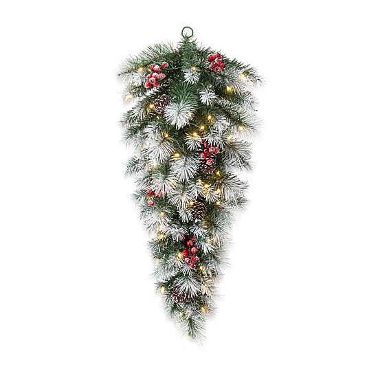 Glitzhome 3ft Pre-Lit Berries Teardrop Swag