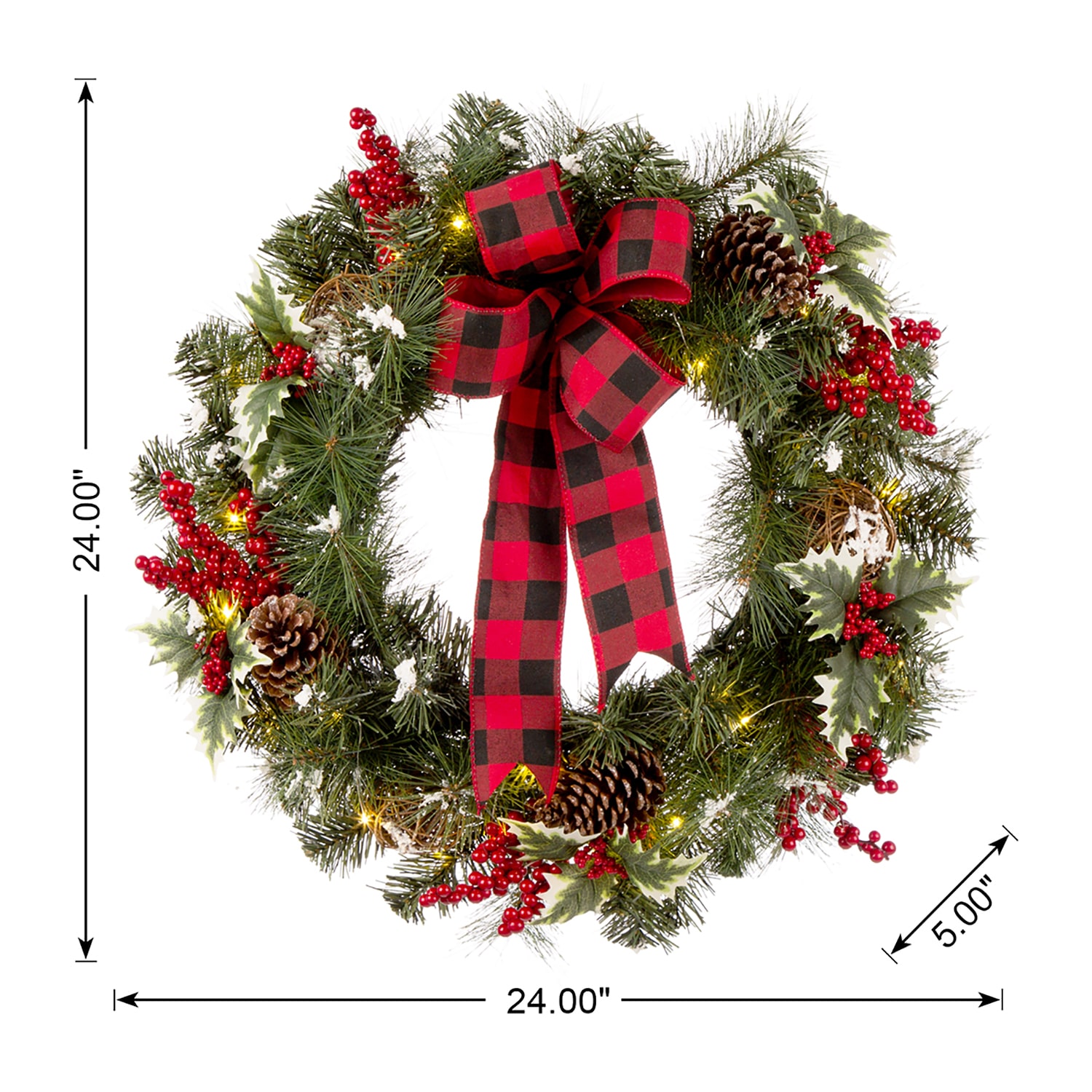 Glitzhome 2ft Snow Berry Twig Ball Wreath