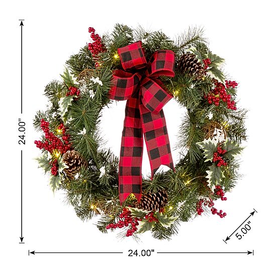 Glitzhome 2ft Snow Berry Twig Ball Wreath