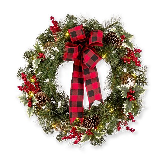 Glitzhome 2ft Snow Berry Twig Ball Wreath