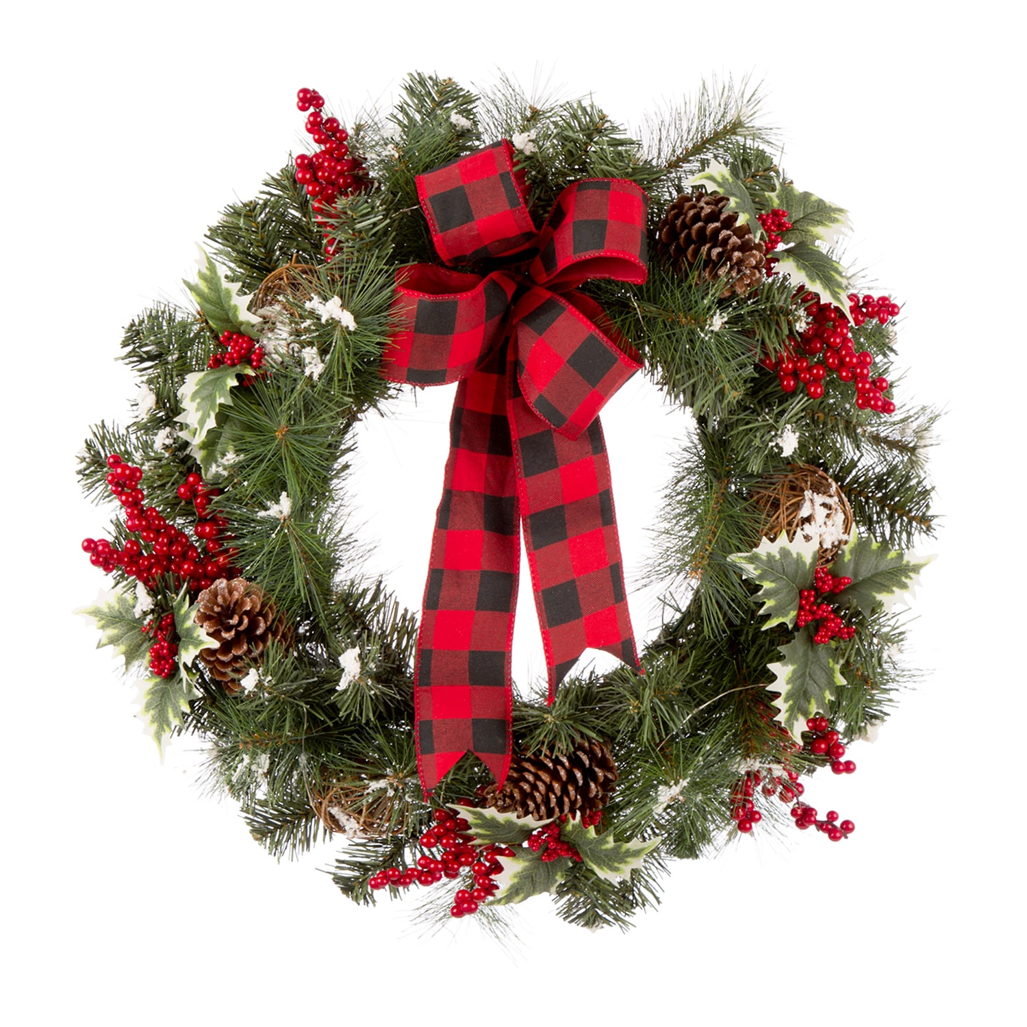 Glitzhome 2ft Snow Berry Twig Ball Wreath