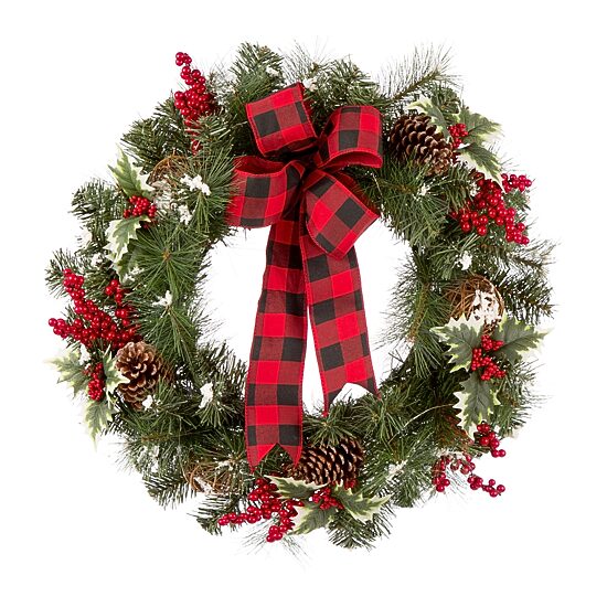 Glitzhome 2ft Snow Berry Twig Ball Wreath