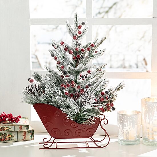 Glitzhome Frosted Floral Centerpiece Swag
