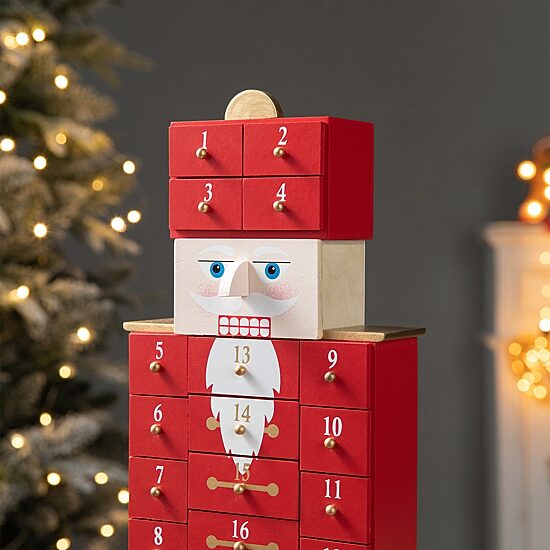 Glitzhome Wooden Nutcracker Countdown Christmas Advent Calendar