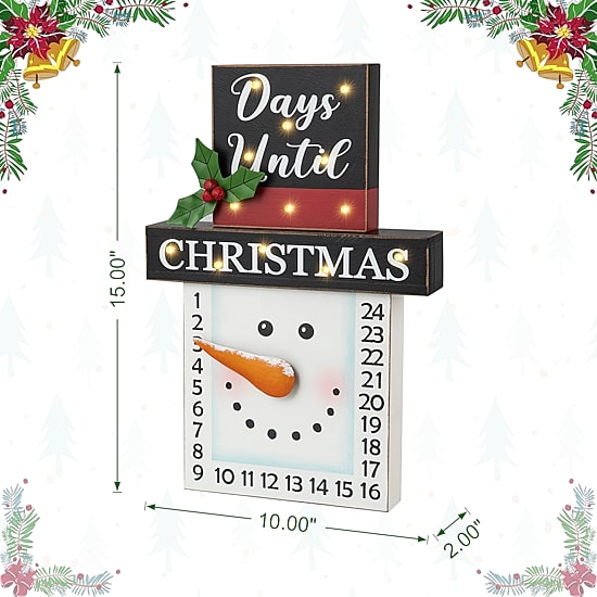 Glitzhome Lighted Wooden Snowman Countdown Christmas Advent Calendar