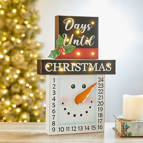 Glitzhome Lighted Wooden Snowman Countdown Christmas Advent Calendar