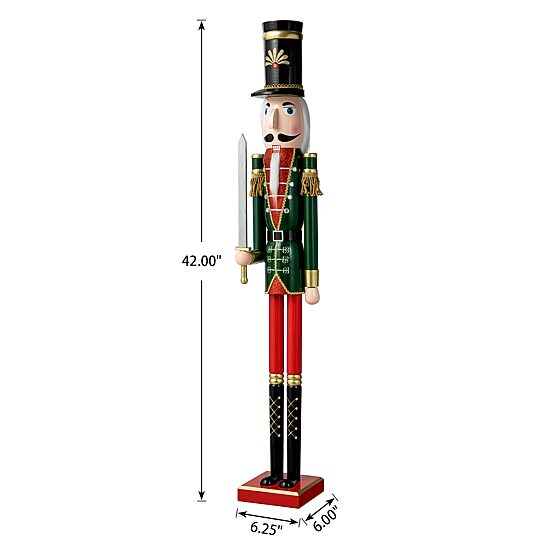 Glitzhome 3.5ft Wooden Christmas Nutcracker