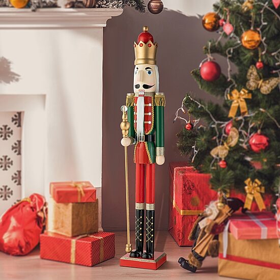 Glitzhome 3.5ft Wooden King Christmas Nutcracker