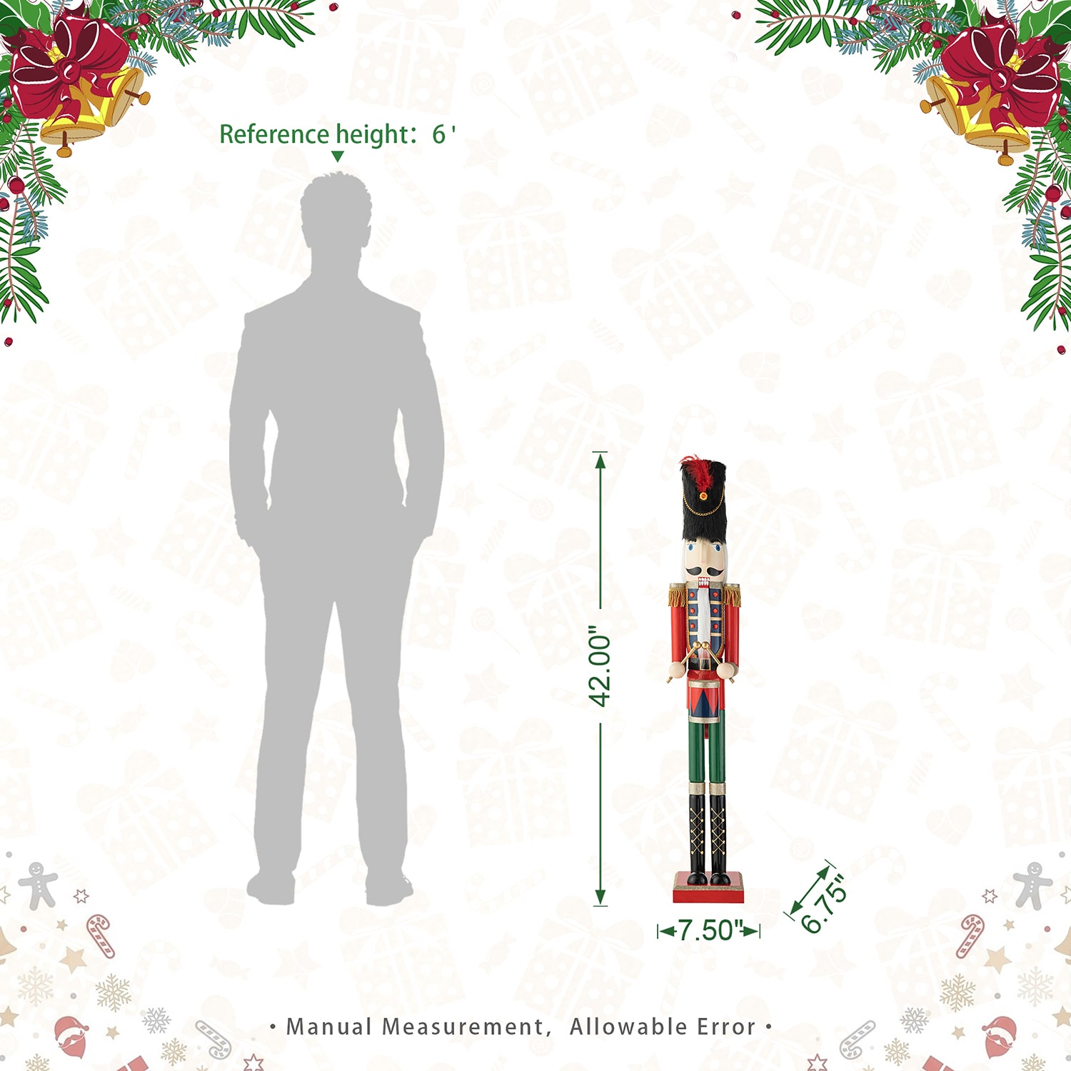 Glitzhome 3.5ft Wooden Christmas Nutcracker