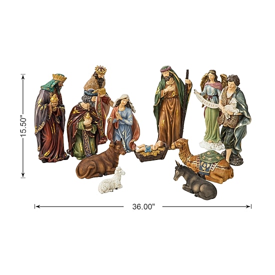 Glitzhome 12pcs Figurine Nativity Set