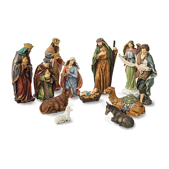 Glitzhome 12pcs Figurine Nativity Set