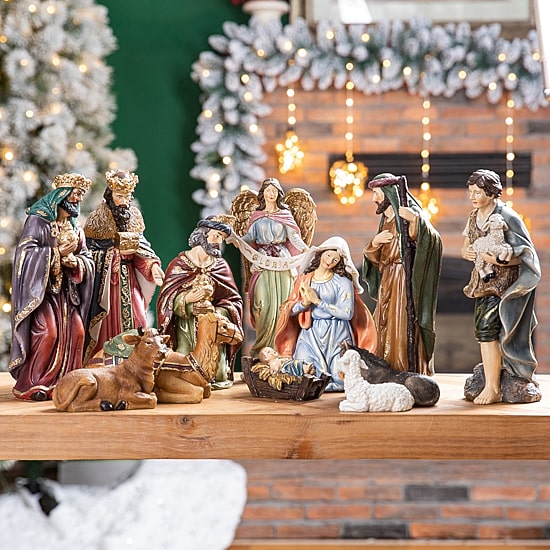 Glitzhome 12pcs Figurine Nativity Set