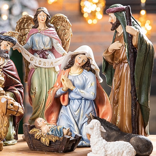 Glitzhome 12pcs Figurine Nativity Set