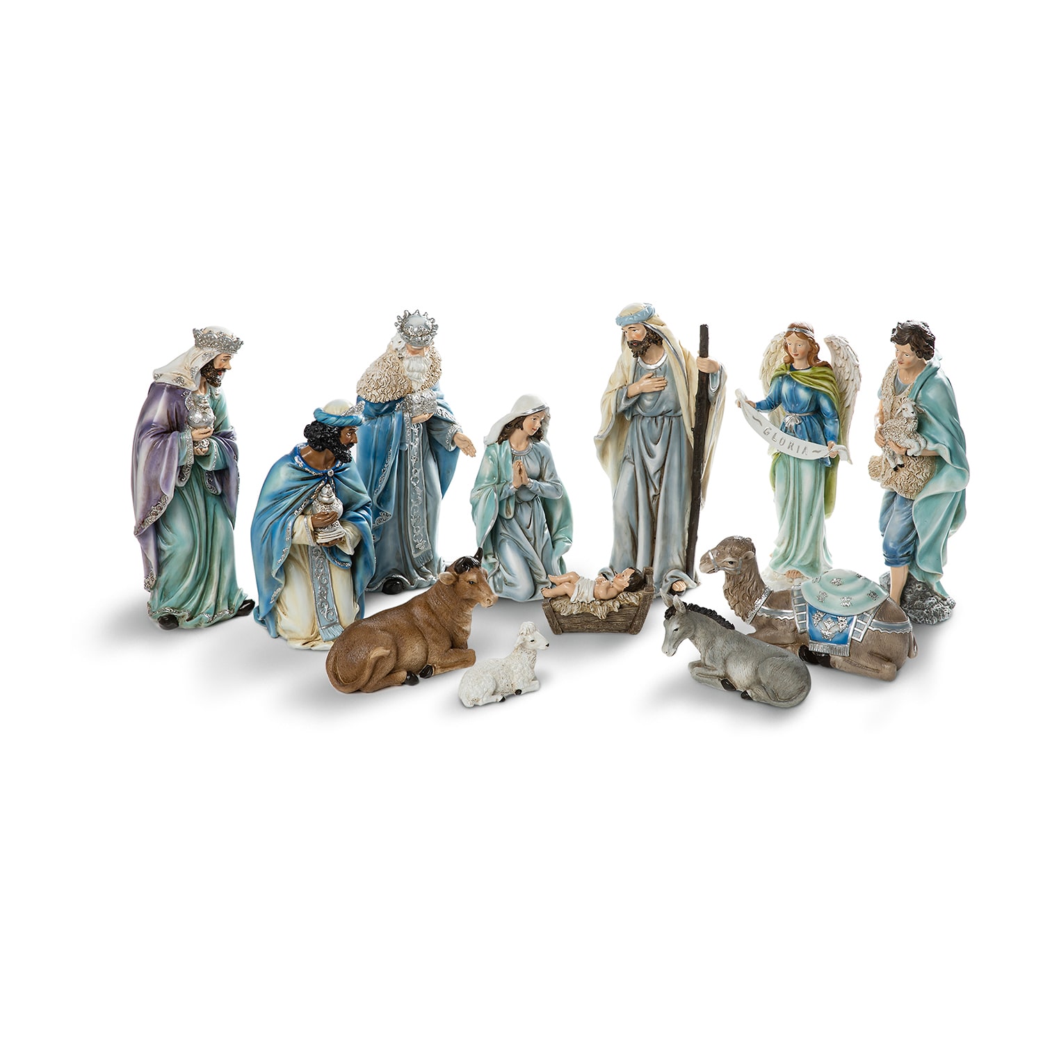 Glitzhome 12pcs Figurine Nativity Set