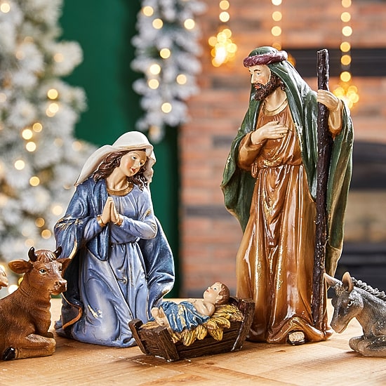 Glitzhome 12pcs Figurine Nativity Set