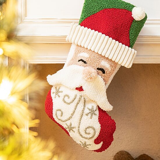 Glitzhome Santa & Snowman Hooked Christmas Stocking