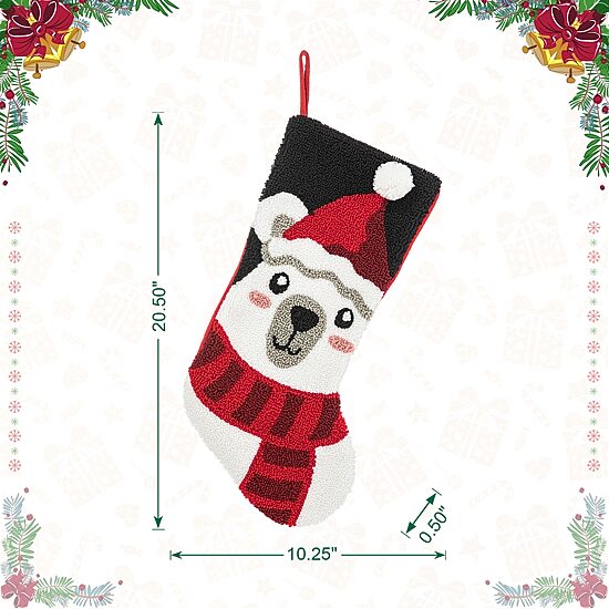 Glitzhome Polar Bear Hooked Christmas Stocking
