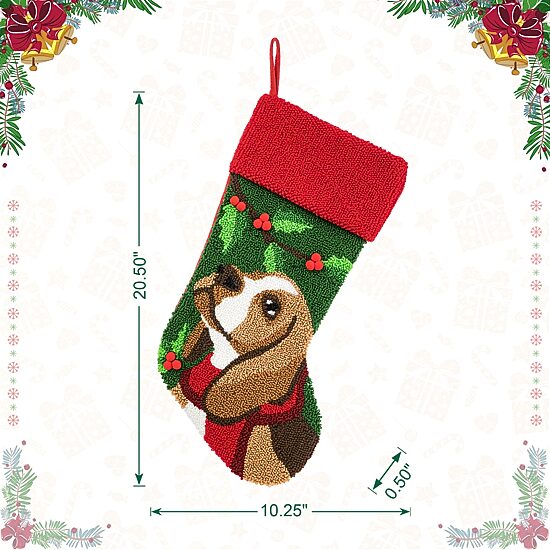 Glitzhome Dog Hooked Christmas Stocking