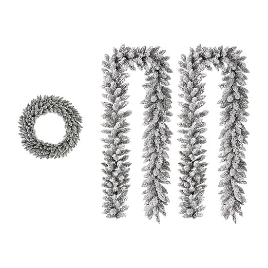 Glitzhome 3ft Pre-Lit Wreath Set Christmas Indoor Garland