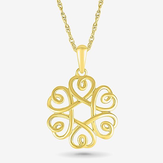 Womens 10K Gold Knot 18 Inch Pendant Necklace