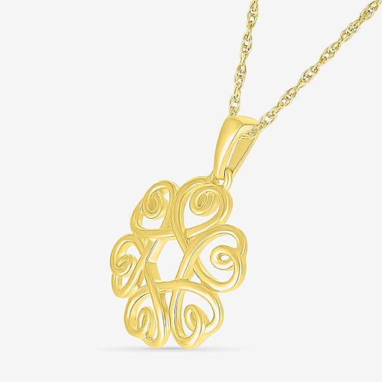 Womens 10K Gold Knot 18 Inch Pendant Necklace