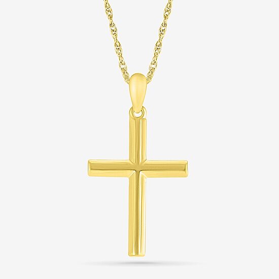 Womens 10K Gold Cross 18 Inch Pendant Necklace