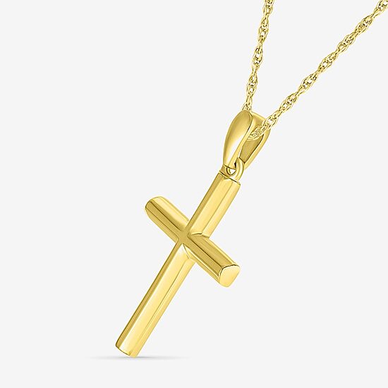 Womens 10K Gold Cross 18 Inch Pendant Necklace