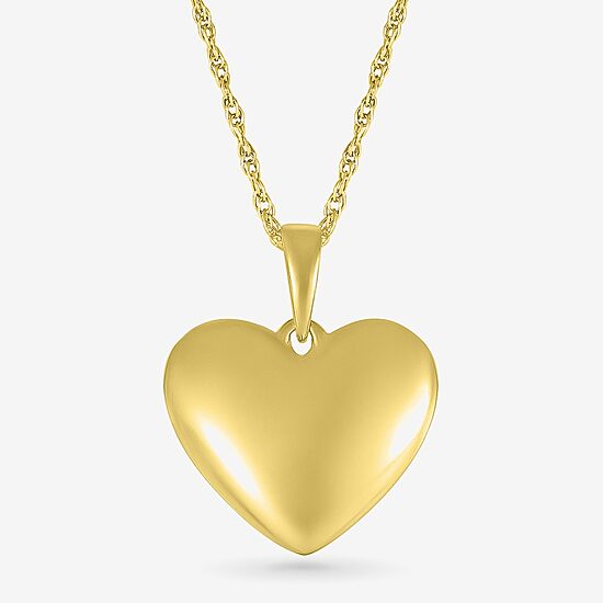 Womens 10K Gold Heart 18 Inch Pendant Necklace
