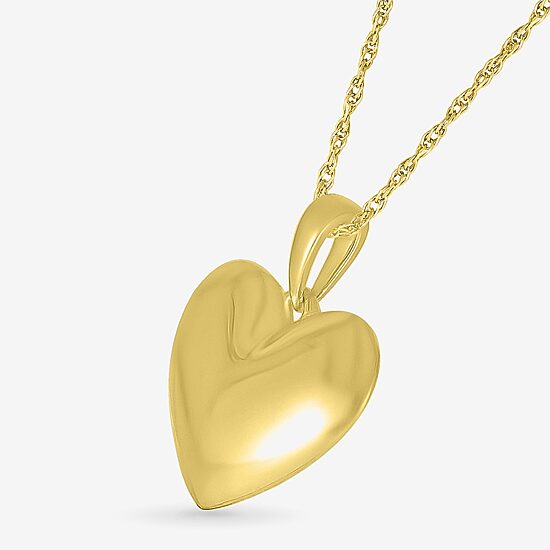 Womens 10K Gold Heart 18 Inch Pendant Necklace