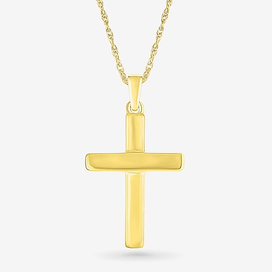 Womens 10K Gold Cross 18 Inch Pendant Necklace