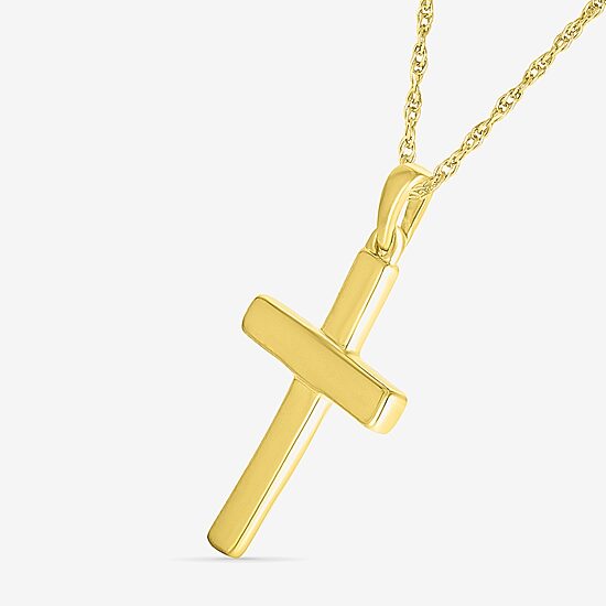 Womens 10K Gold Cross 18 Inch Pendant Necklace