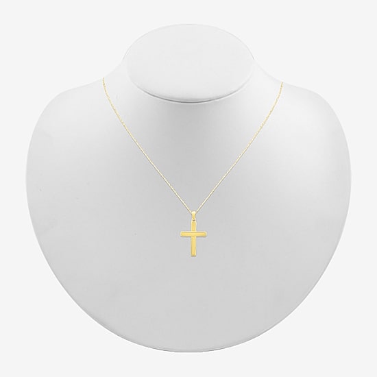 Womens 10K Gold Cross 18 Inch Pendant Necklace