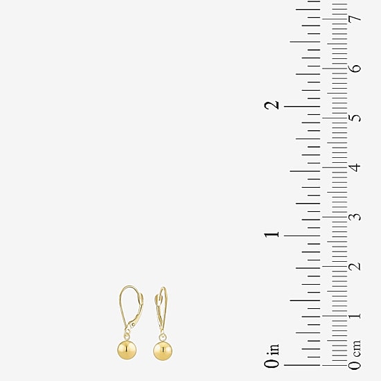 Womens 18K Gold Ball Drop Earrings