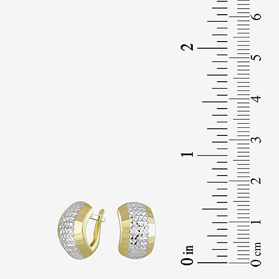 Womens 14K Two Tone Gold 15mm Hoop Earrings