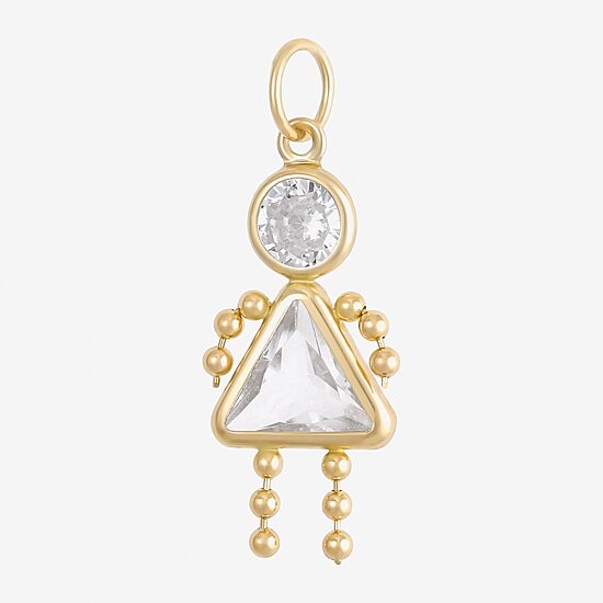 10K Gold April Birthstone Babies Girl Charm