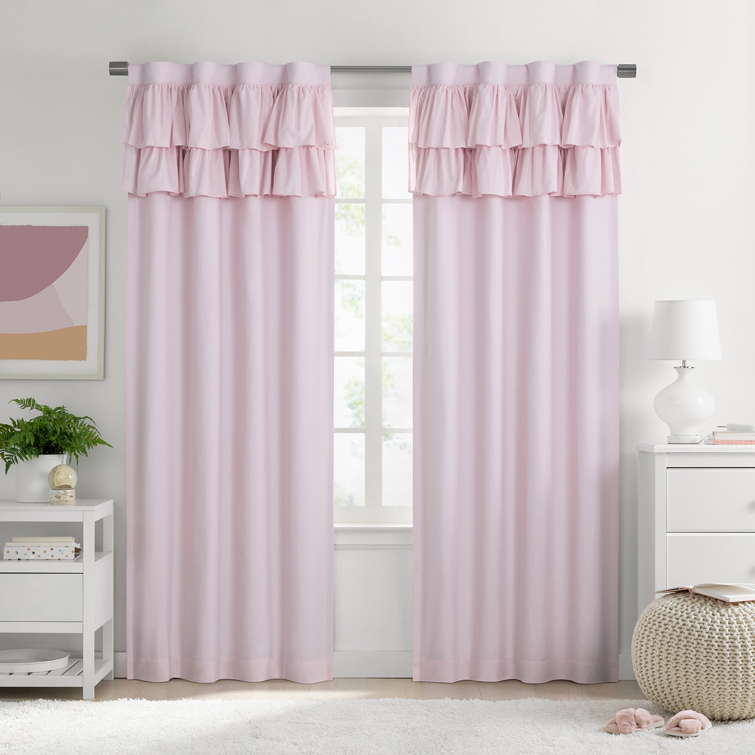 Under the Stars Kids Hayden Ruffle Rod Pocket Back Tab Energy Saving 100% Blackout Single Curtain Panel