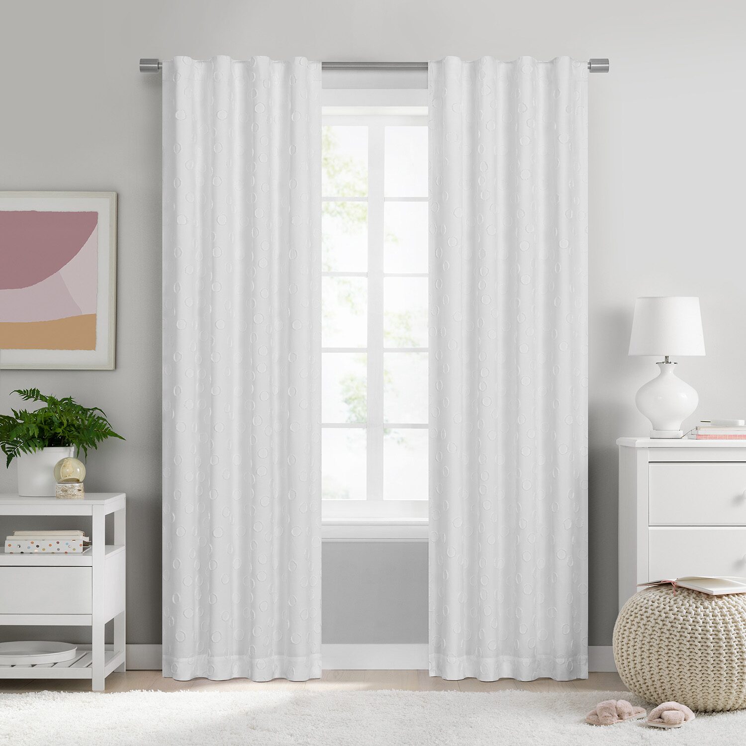 Under the Stars Kids Hayden Clip Dot Rod Pocket Back Tab Energy Saving 100% Blackout Single Curtain Panel