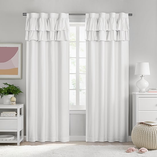 Under the Stars Kids Hayden Ruffle Rod Pocket Back Tab Energy Saving 100% Blackout Single Curtain Panel