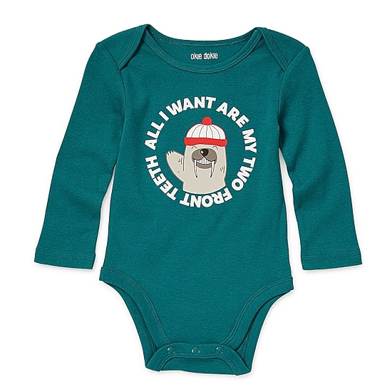 Okie Dokie Baby Boys Crew Neck Long Sleeve Rib Bodysuit